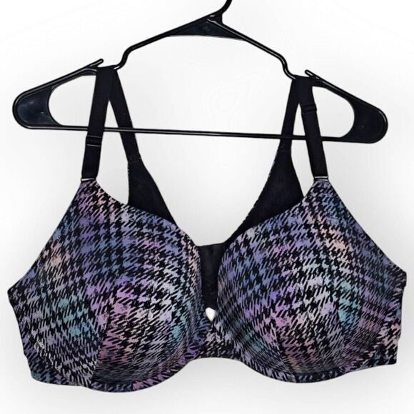 Torrid Women's Plus Size Dream Wire-Free Bra in Hygge Plaid Blue size 44 DDD - Picture 2 of 7
